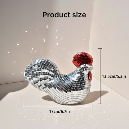 Decorative Chicken Statue Mirror Tile Unique Home Decor Artistic Visual Element