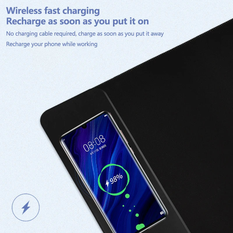 Wireless Charging Mouse Pad 15w Extra Large Rubber Surface 800mm 300mm 4mm Coil