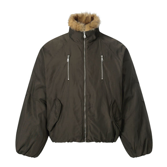 Men's Short Harrington Jacket Faux Fur Collar Winter Fashion Essential