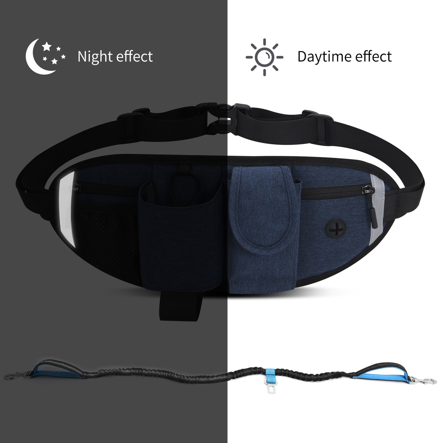 Hands-Free Dog Walking Belt Waterproof with Bungee Leash and Adjustable Waist