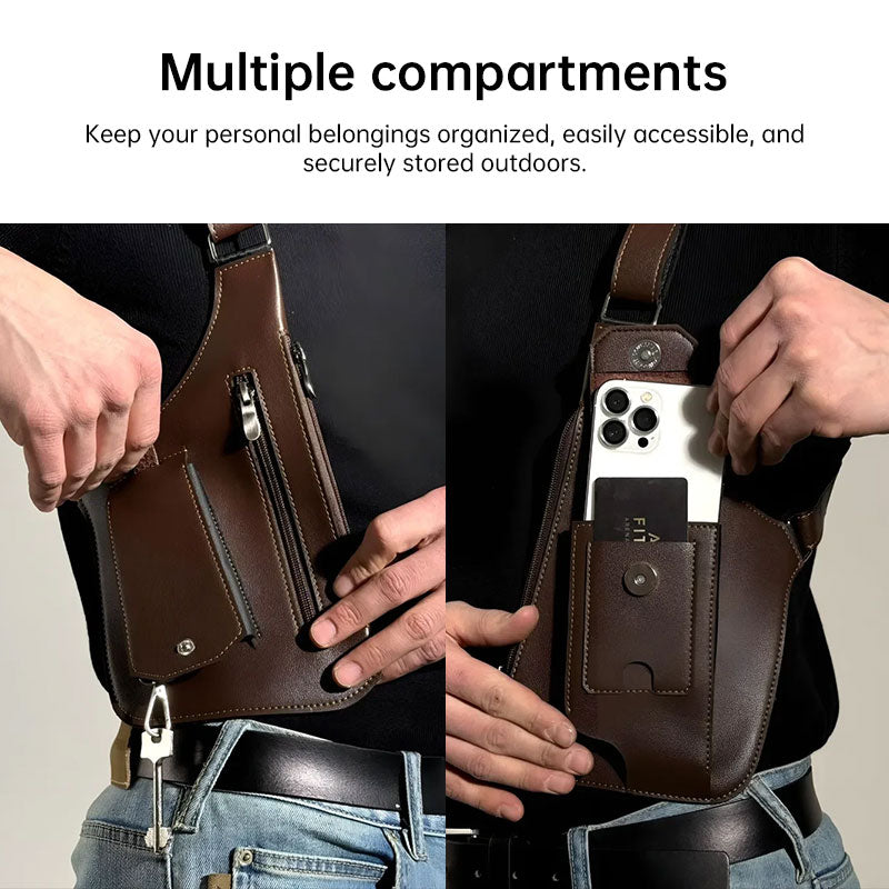 Faux Leather Underarm Sling Bag with Hidden Pocket Anti-Theft Adjustable Strap