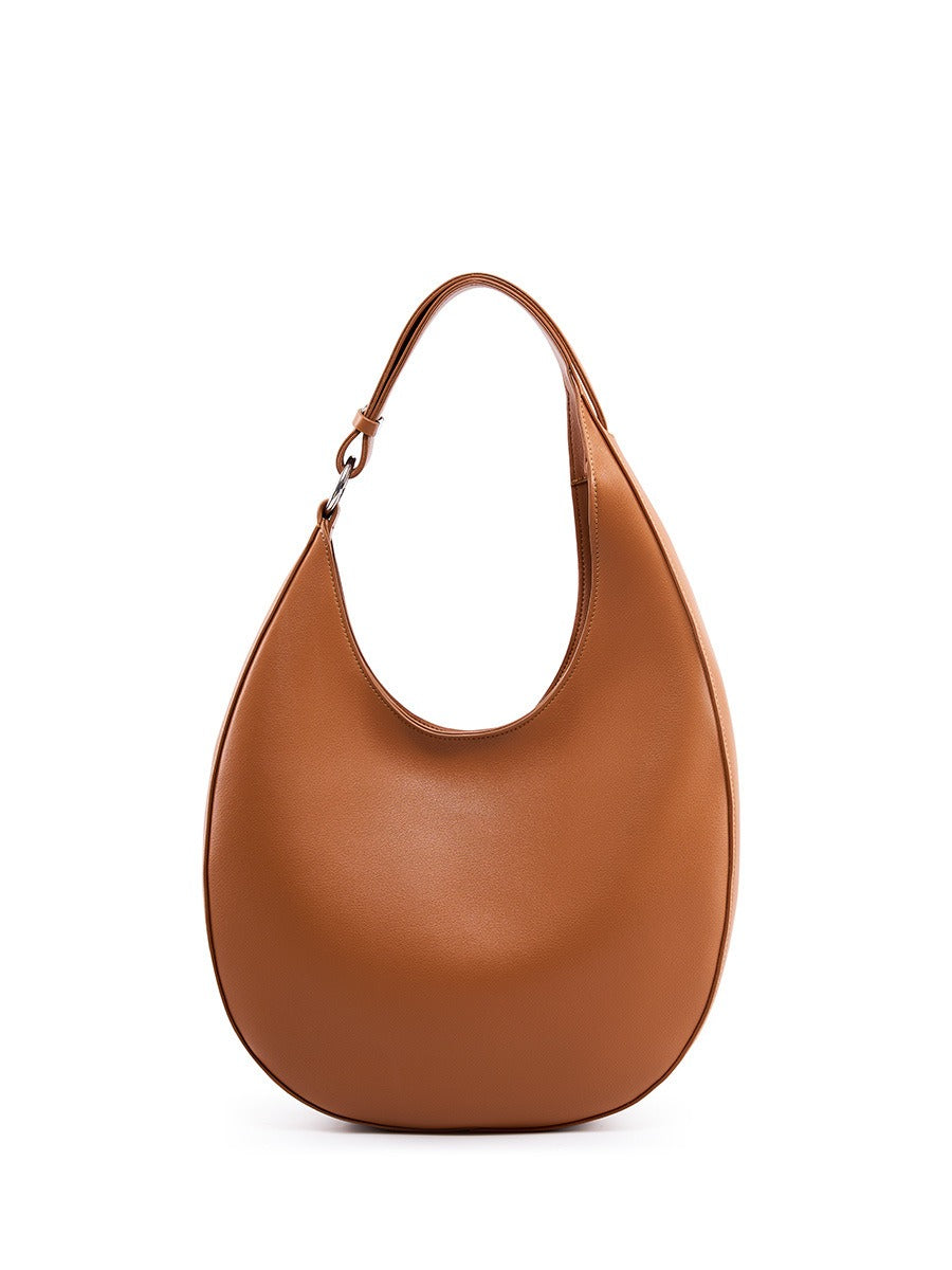 Genuine Leather Single Shoulder Bag Women's Crescent Shaped Crossbody Tote