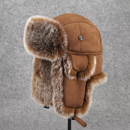 Men's Winter Trapper Hat Velvet Lining Faux Fur Ushanka Ear Flaps Aviator Cap