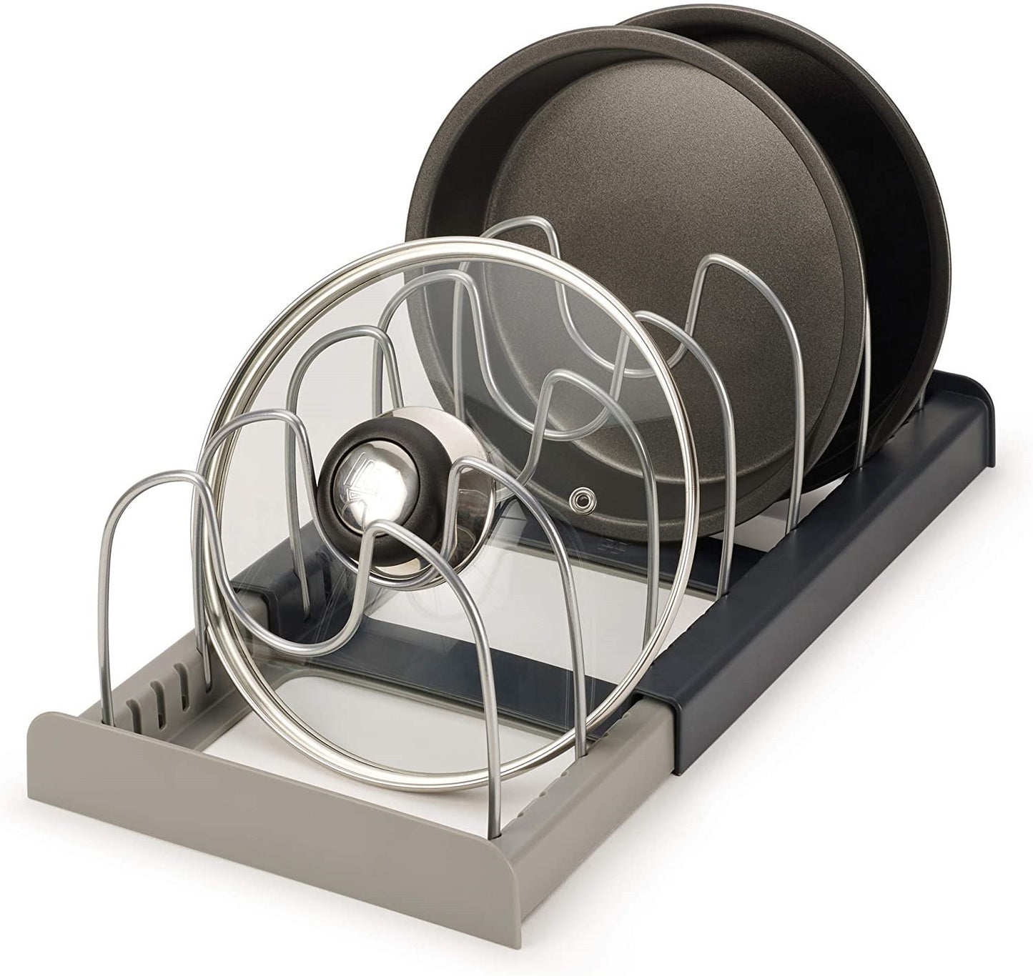 Telescopic Kitchen Storage Rack Adjustable Pot Lid Utensil Organiser Drain Tray