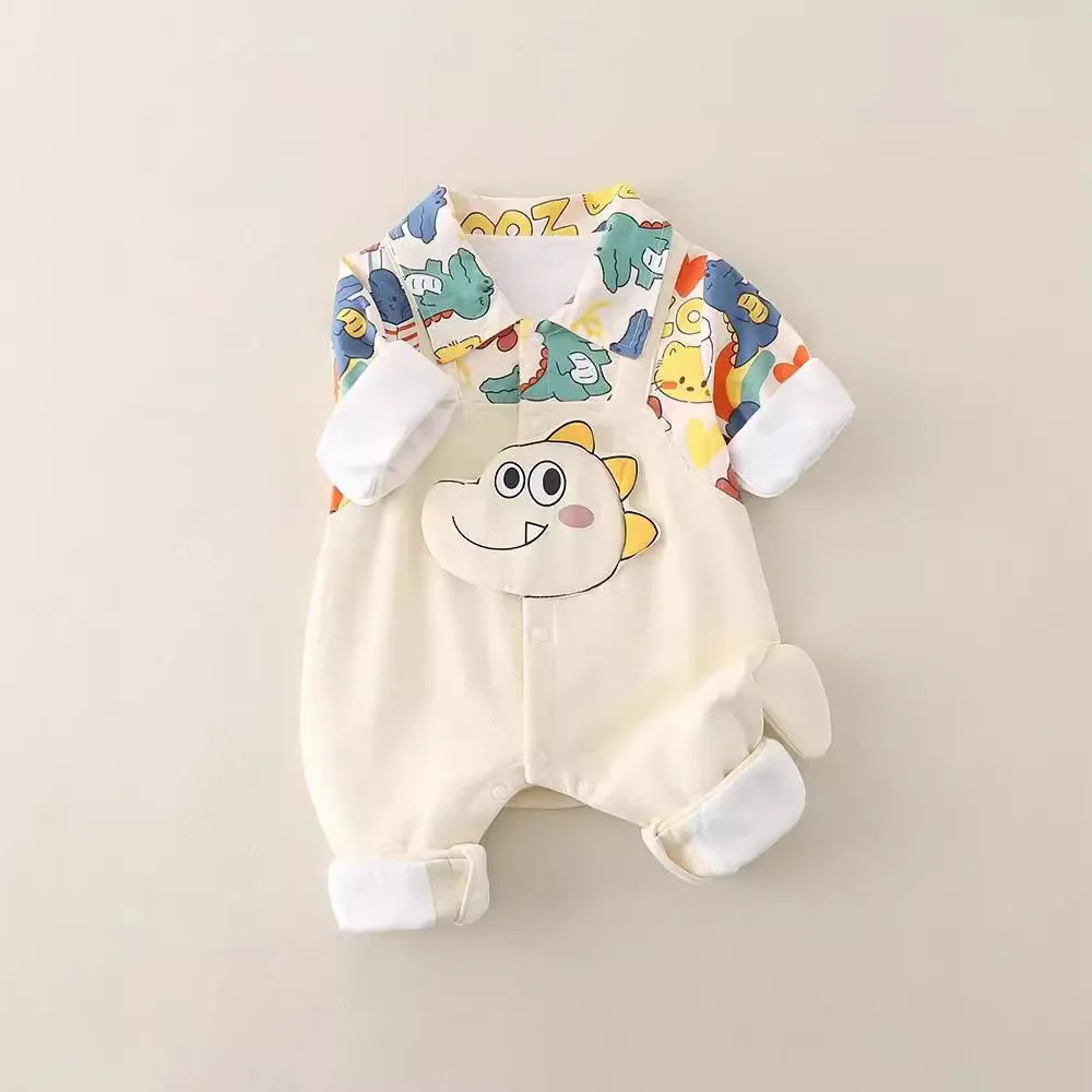 Newborn Baby Jumpsuit 0-18 Months Long Sleeve Toddler Doodle Romper Kids
