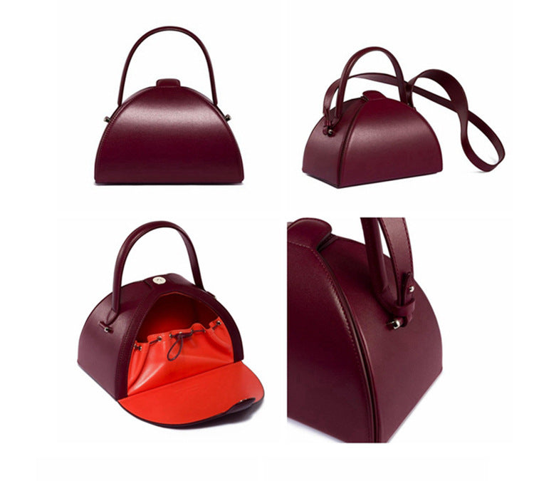 Compact Trendy Women's Half-Circle Leather Handbag Crossbody Bag Daily
