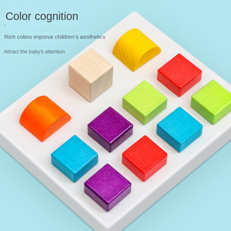 Wooden Building Blocks Educational Set Shape Colour Recognition Play for Kids