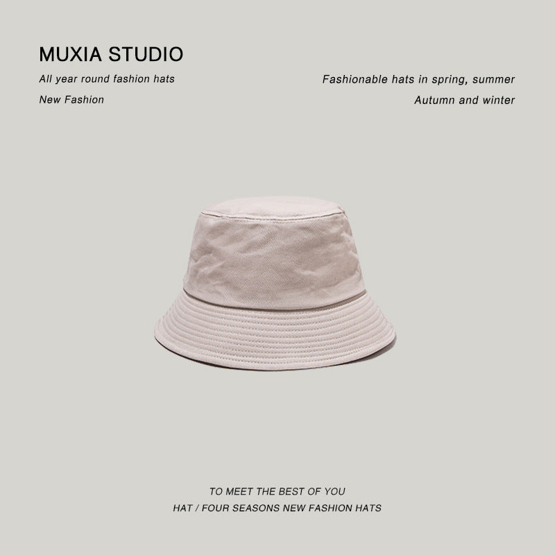 Unisex Cotton Blend Bucket Hat Foldable Sunshade Outdoor Sun Protection