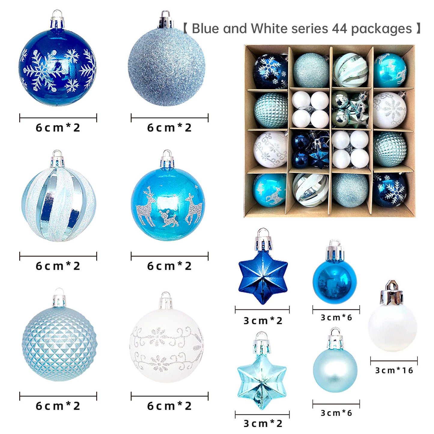 Christmas Tree Ornament Set Premium Bulk Pack Collection Assorted Designs Xmas