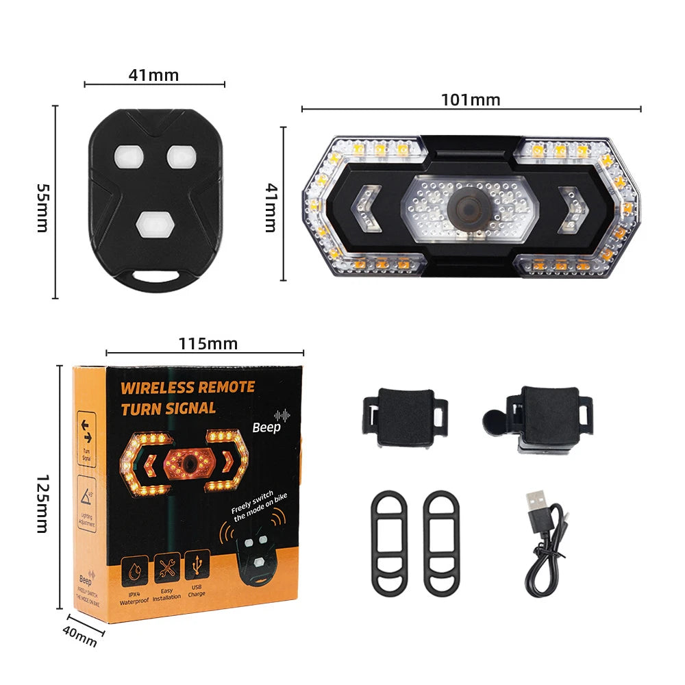 Wireless Bicycle Rear Lamp Remote Turn Signal LED Taillight Safety Cycling Gear