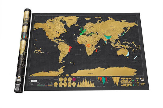 Scratch Off World Map Deluxe Black Gold Foil Political Map Includes Poster Tube