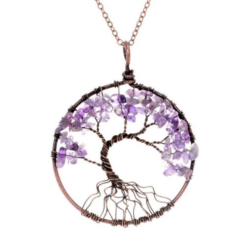 5CM Tree Of Life Crystal Natural Stone Pendant Necklace