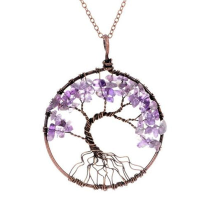 5CM Tree Of Life Crystal Natural Stone Pendant Necklace
