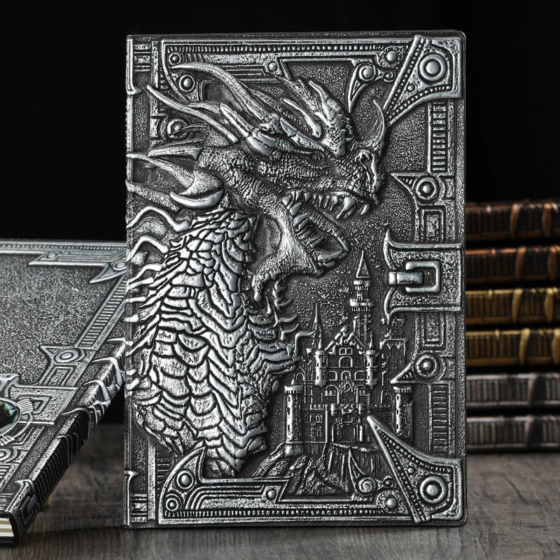 Retro Embossed Dragon Notebook A5 Journal with 3D Leather Cover Fire Fantasy