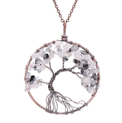 5CM Tree Of Life Crystal Natural Stone Pendant Necklace