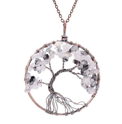 5CM Tree Of Life Crystal Natural Stone Pendant Necklace