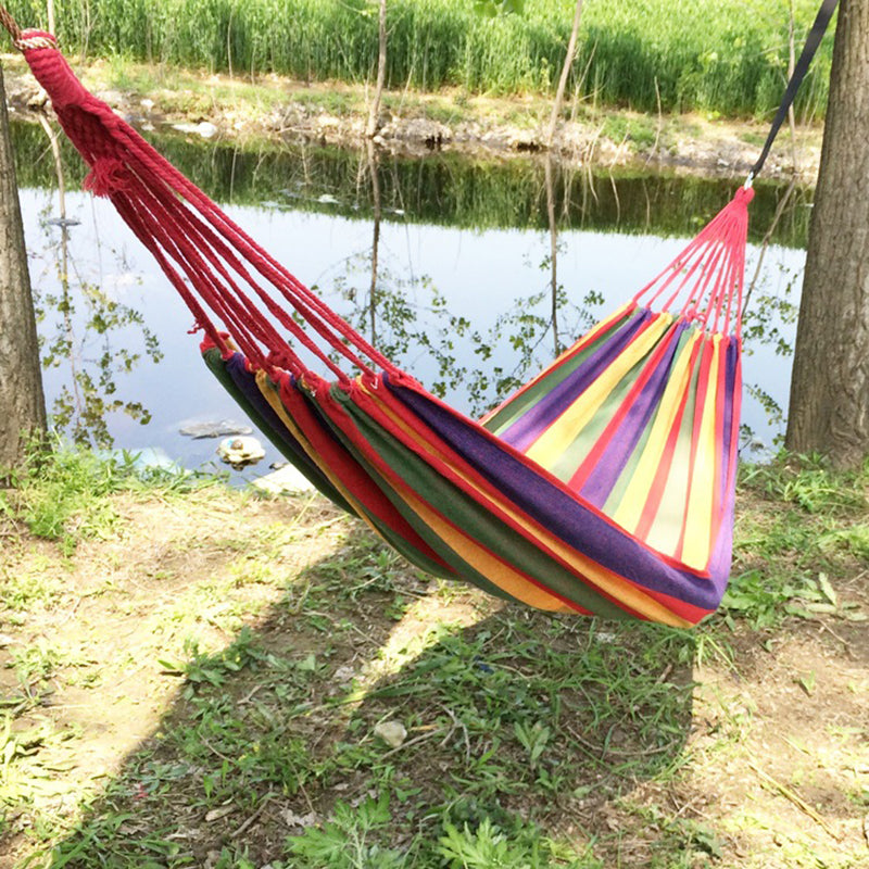 Outdoor Single Hammock 260x80cm Lightweight Durable Canvas Travel Sleep Gear