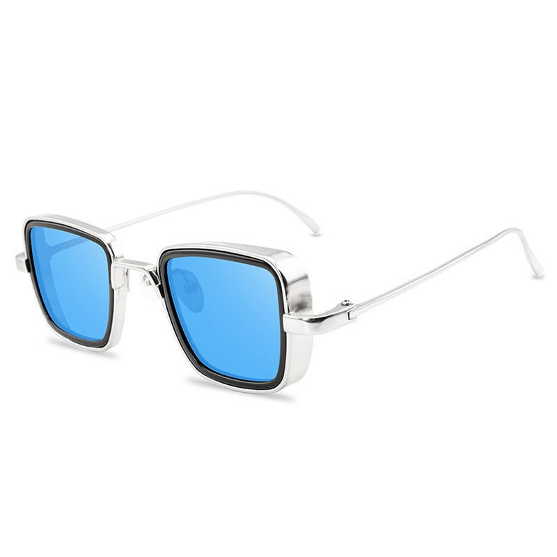 Steampunk Square Sunglasses Yellow Lens Metal Frame UV Protection Retro Style