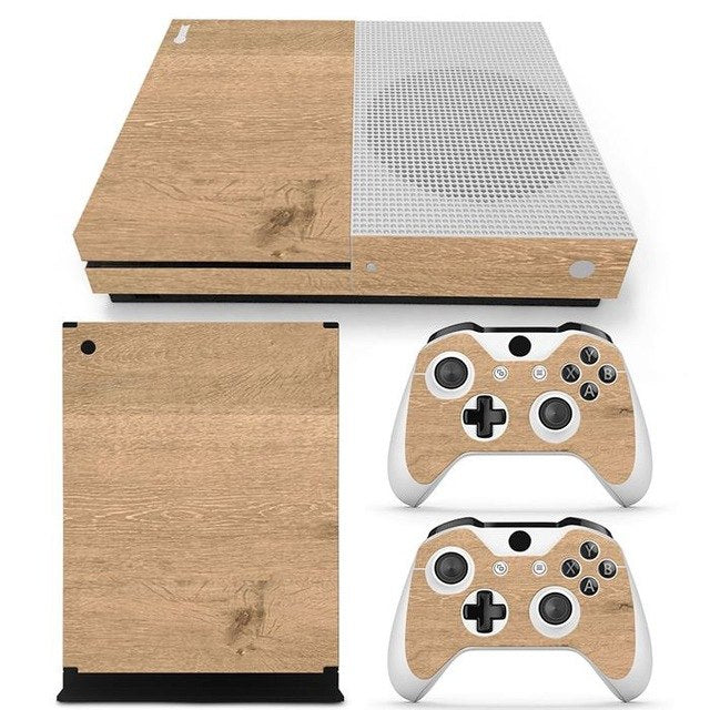 Wood Wooden Finish Decal Stickers for Xbox One S Console & Controllers Set