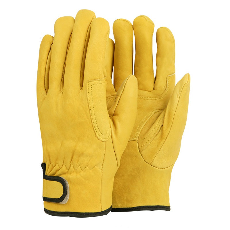 Leather Gloves Durable Protective Gear Outdoor Motorcycle Garden Work Safety