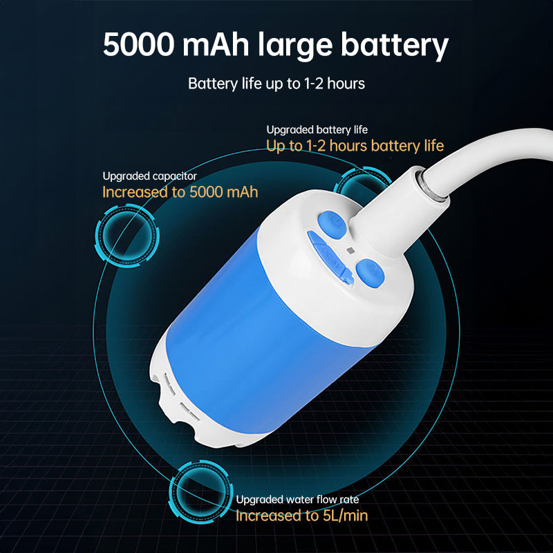 Electric Camping Shower Pump Portable Rechargeable Digital Display Waterproof