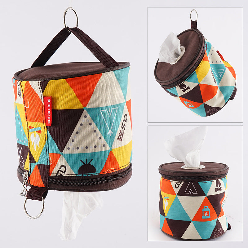 Ethnic Style Vehicle Tissue Box Roll Paper Storage Non Woven Fabric Organizer