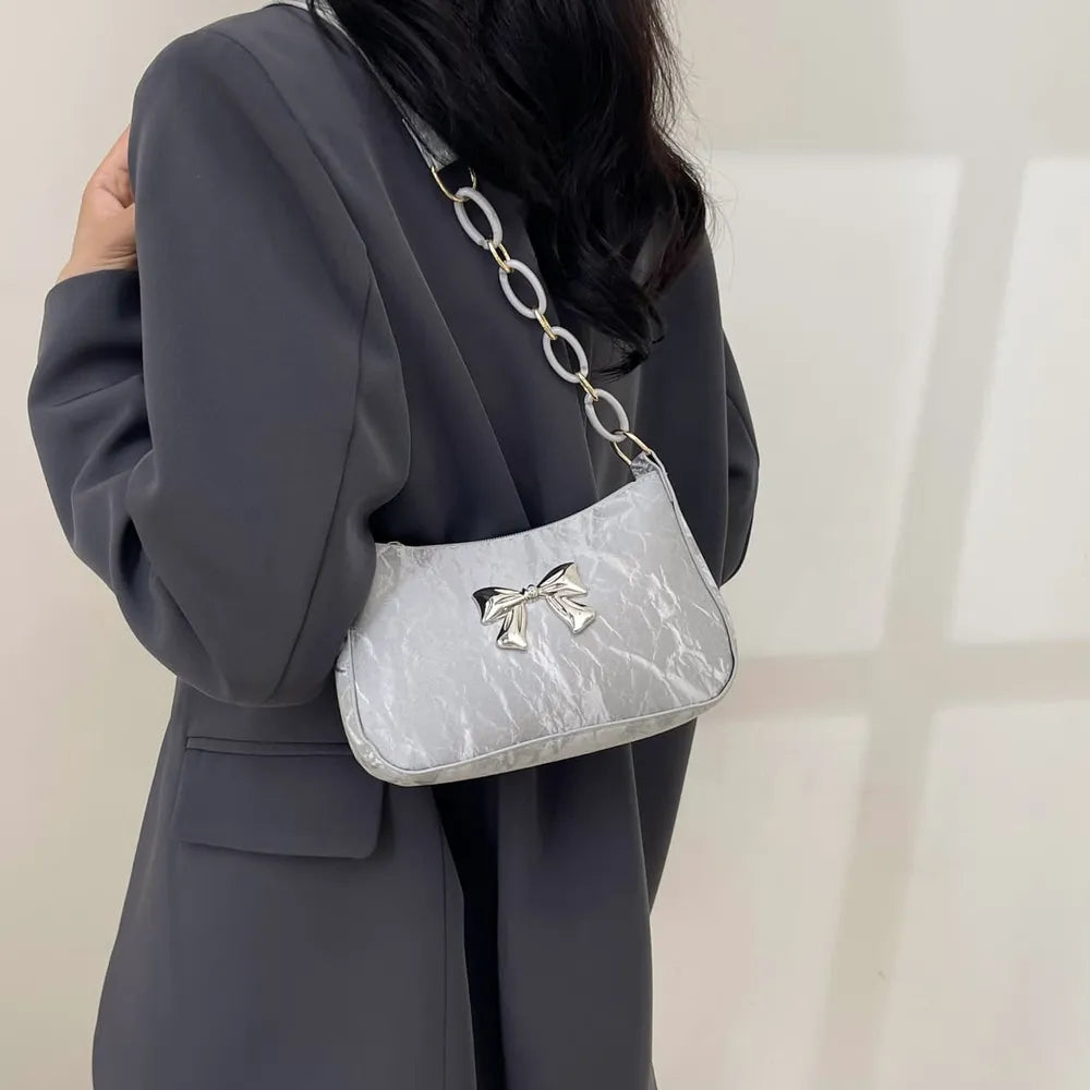 Faux Leather Shoulder Bag Women's Strap Metal Clasp Zip Closure Spacious Interior