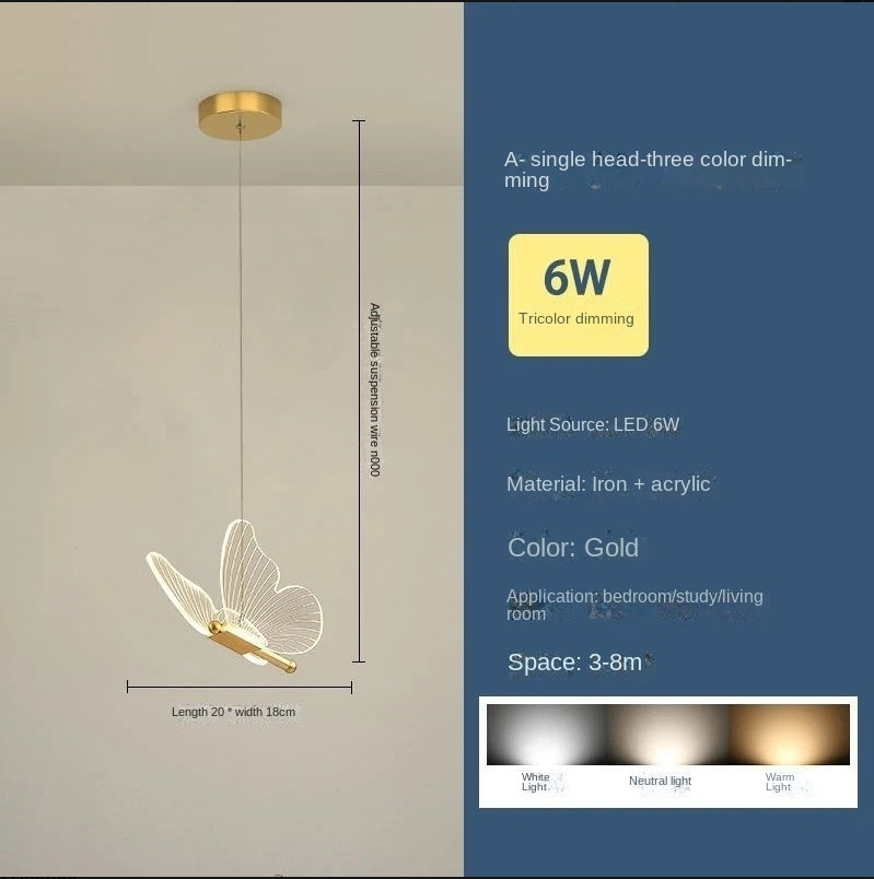 Butterfly LED Chandelier Minimalist Luxe Pendant Lighting Bedroom Dining Area