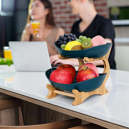 Bamboo Multi-Level Kitchen Fruit Storage Ventilated Countertop Organizer Stand