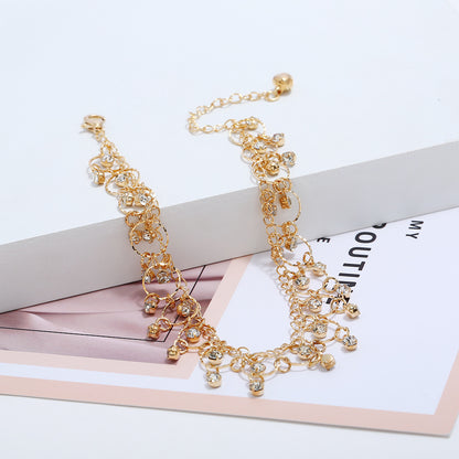 Dangle Chain Crystal Drop Beach Yoga Anklet Rhinestone Tassel Womens Jewellery