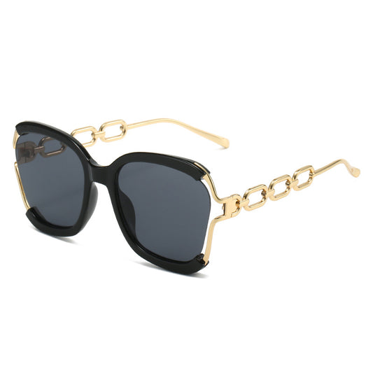 Womens Sunglasses UV400 Protection Metal Hollow Oval Frame Stylish Outdoor Eyewear