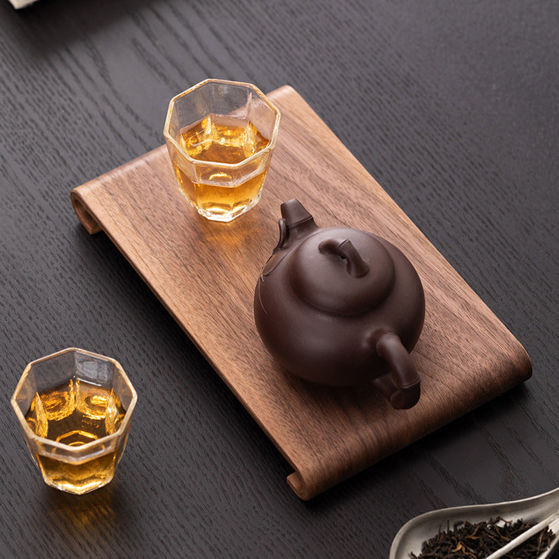 Walnut Tea Tray Wooden Candle Holder Desktop Storage Decorative Serving Plate