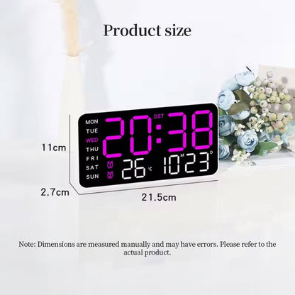LED Digital Wall Clock with Temperature Indicator USB/Battery Powered Office Use