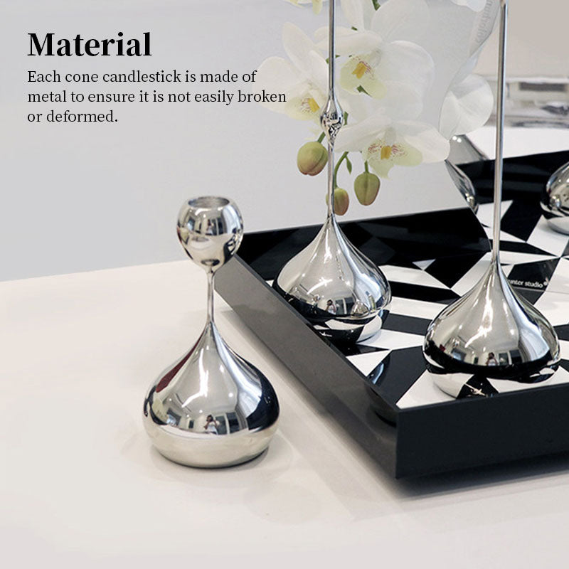 Silver Metal Teardrop Candelabra Trio Romantic Art Table Decor Dining Wedding
