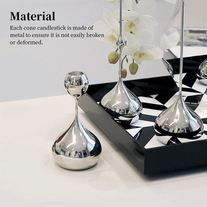Silver Metal Teardrop Candelabra Trio Romantic Art Table Decor Dining Wedding