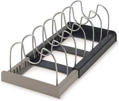 Telescopic Kitchen Storage Rack Adjustable Pot Lid Utensil Organiser Drain Tray
