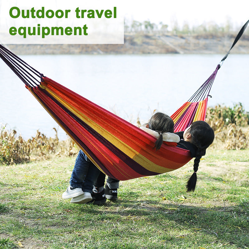 Outdoor Single Hammock 260x80cm Lightweight Durable Canvas Travel Sleep Gear
