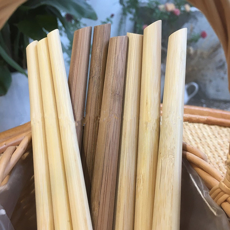 50/100 Pcs Eco-Friendly Bamboo Drinking Straws Reusable Smoothie Party Wedding