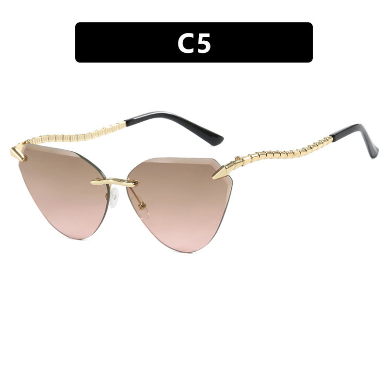 Women Frameless Sunglasses UV400 Protection Lightweight Metal Durable Outdoor