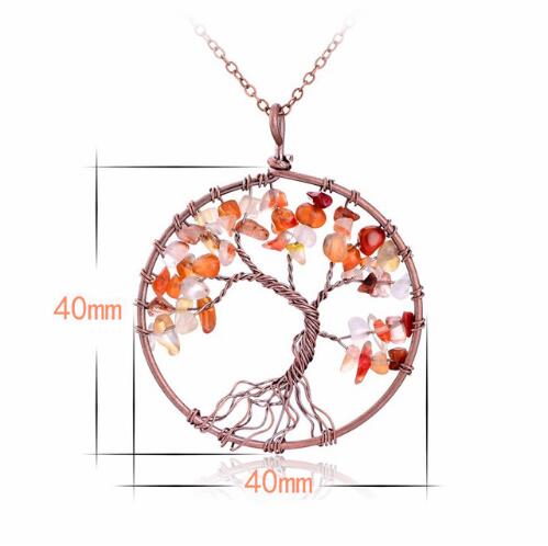 5CM Tree Of Life Crystal Natural Stone Pendant Necklace