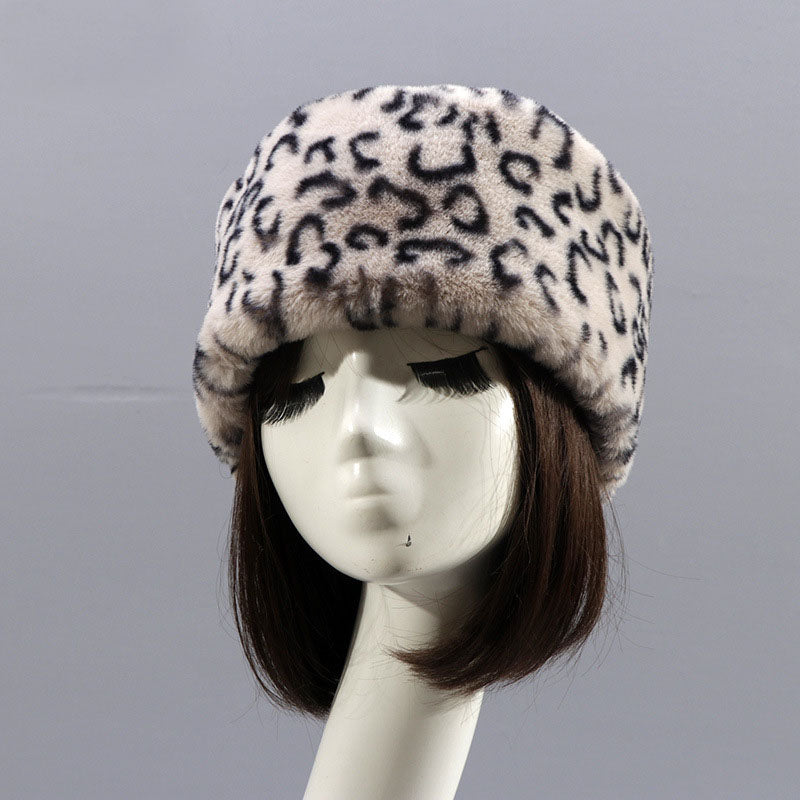 Winter Faux Fur Flat Top Hat Warm Brimless Acrylic Womens Hats Plush Russian