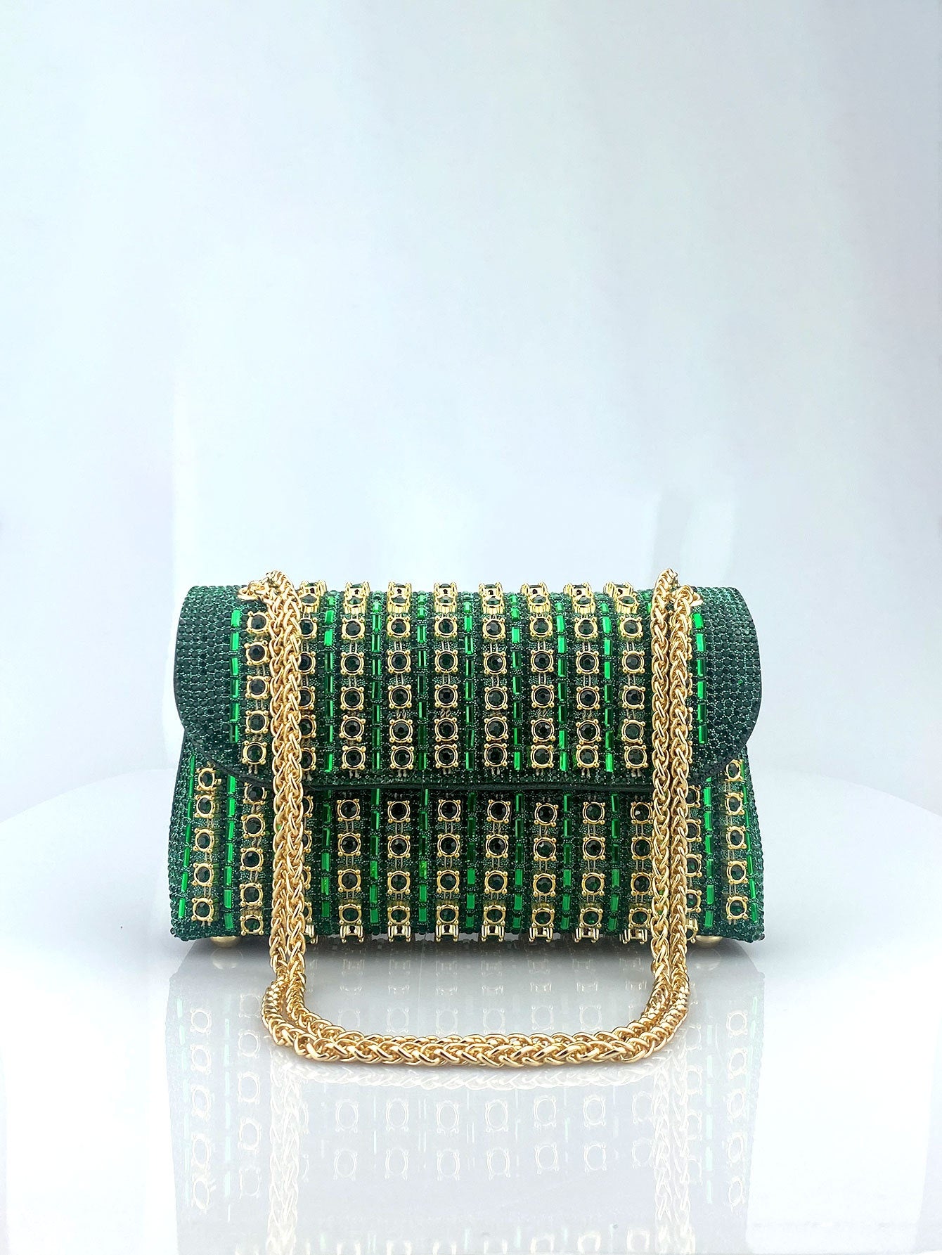 Rhinestone Embellished Evening Clutch Elegant Shoulder Chain Strap Accessory Bag