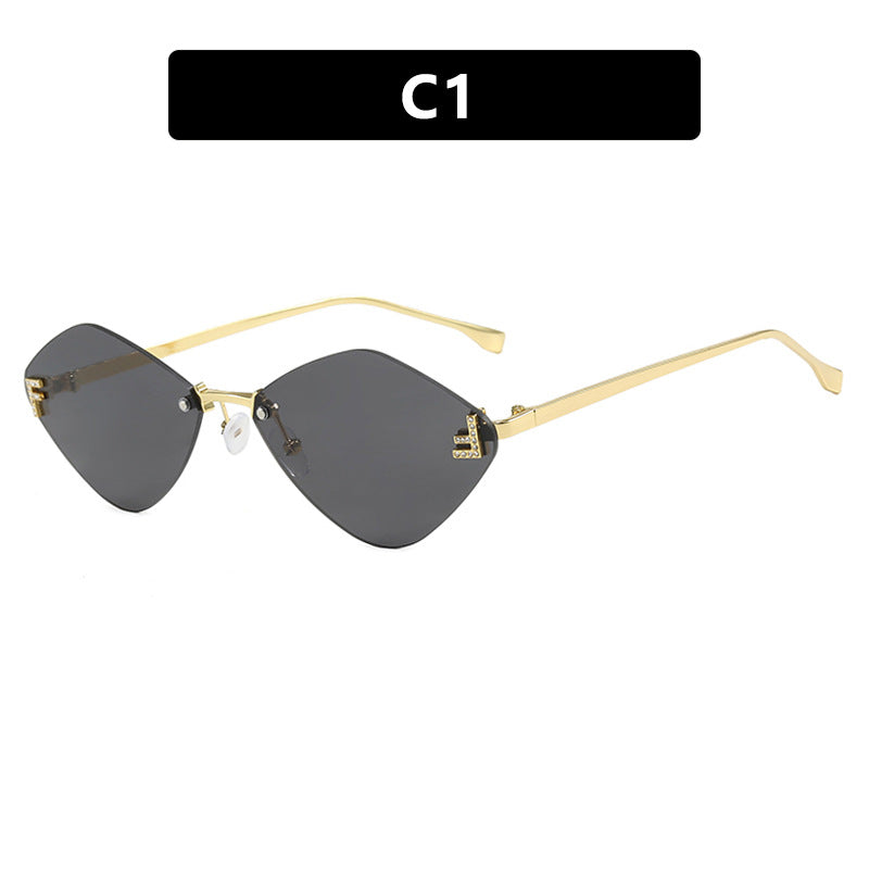 Diamond Shaped Frameless Sunglasses UV400 Scratch Resistant Lenses Sun Protection
