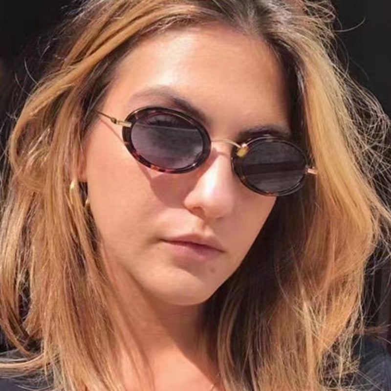 Women's Small Frame Oval Retro Sunglasses UV Protection Lightweight Fashion Accessory