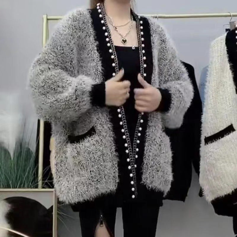 Women's Oversized Knit Cardigan Winter Warm Casual Thick Polyester Jacket