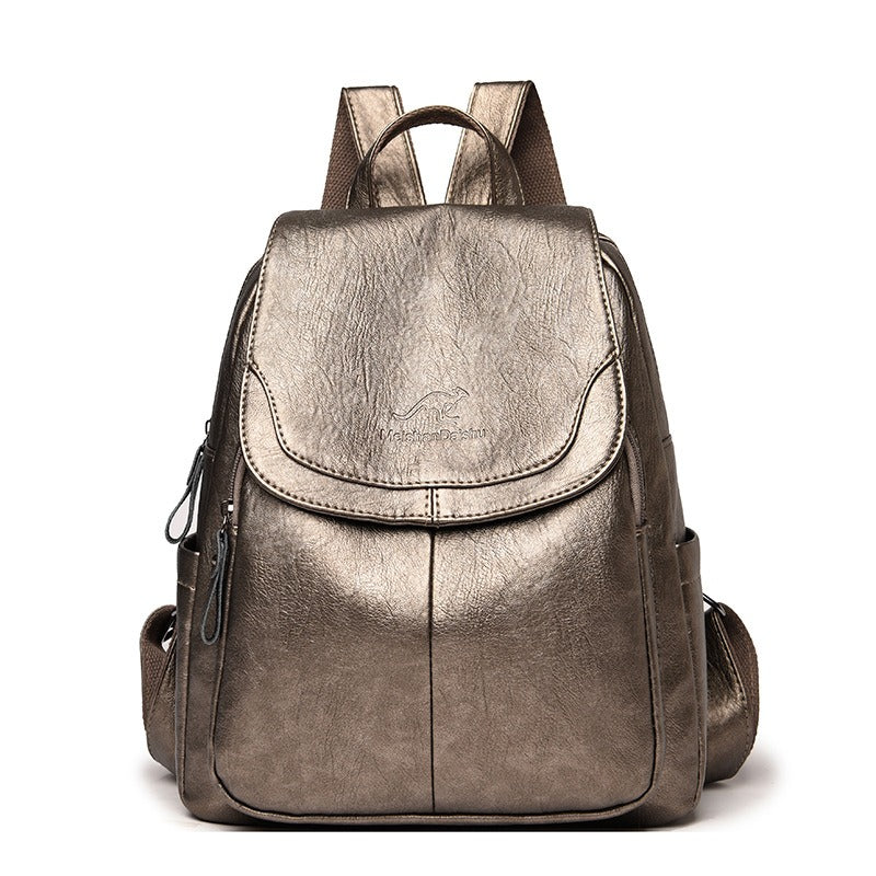 Women's Waterproof Faux Leather Backpack Durable Anti-Theft Travel School Bag