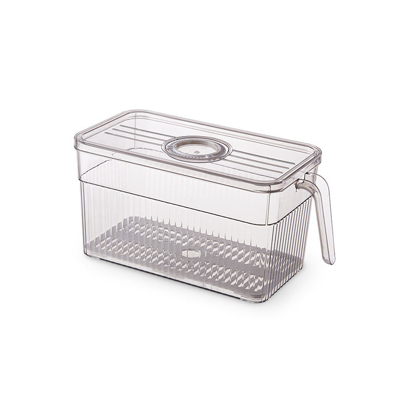 Refrigerator Storage Box Drainable Sealed Stackable Handle Lid Removable Tray