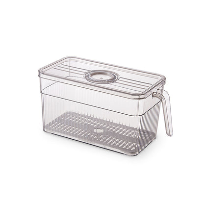 Refrigerator Storage Box Drainable Sealed Stackable Handle Lid Removable Tray