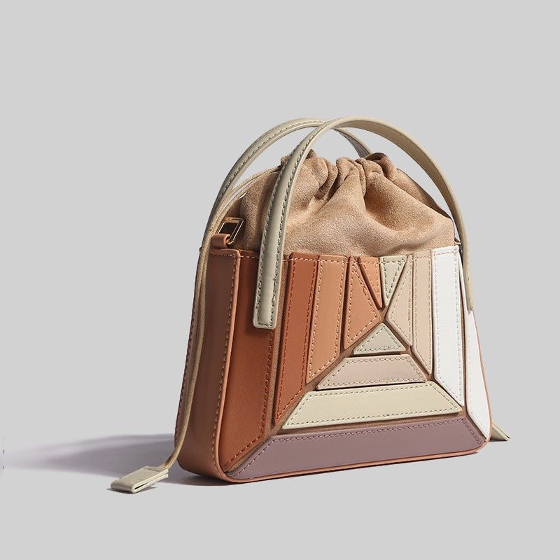 Colourful Geometric PU Leather Mini Handbag Compact Crossbody Tote Fashion