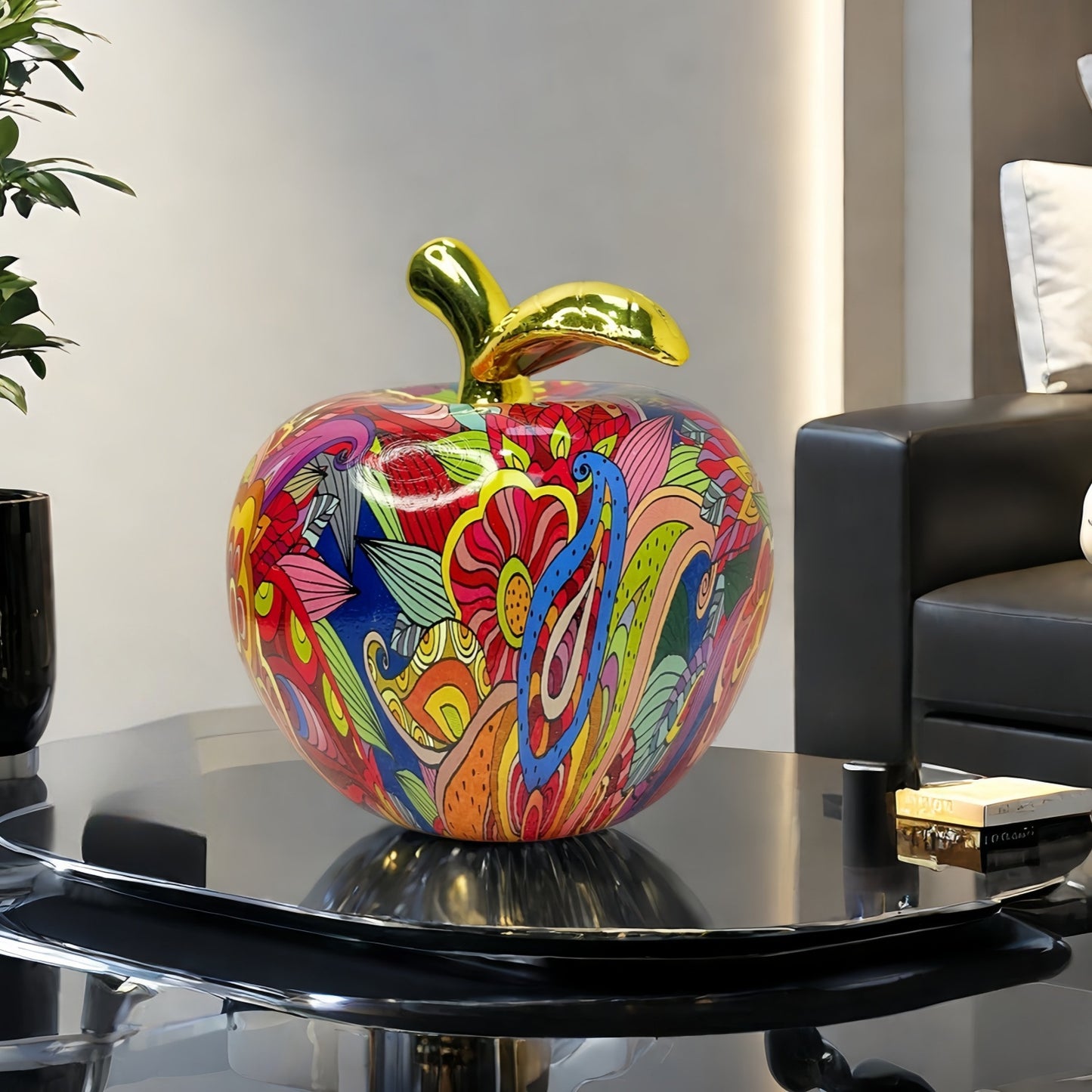 Resin Apple Sculpture Modern Home Decor Sleek Aesthetic Visual Display Element